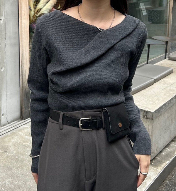  「【8色展開】オフショルリブニット」|ニット・セーター|