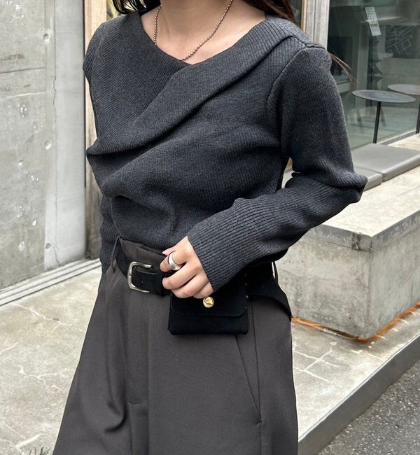  「【8色展開】オフショルリブニット」|ニット・セーター|