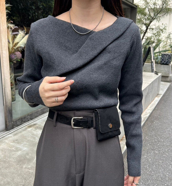  「【8色展開】オフショルリブニット」|ニット・セーター|