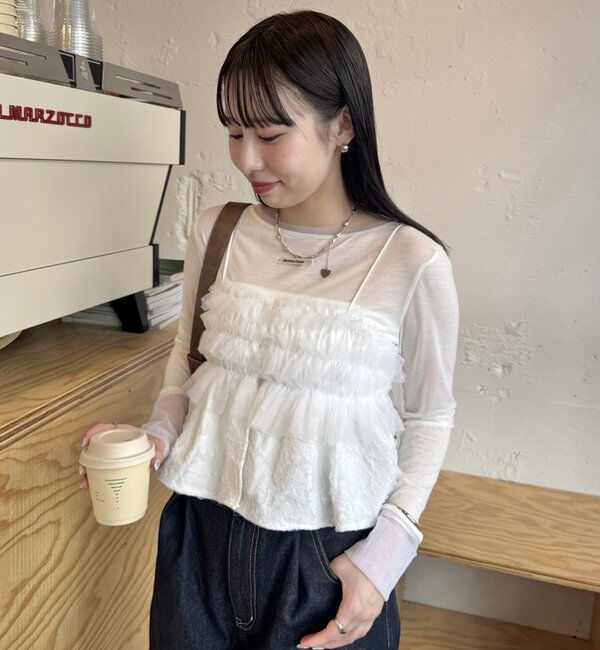  「フリルチュールギャザービスチェ」|シャツ・ブラウス|オフホワイト