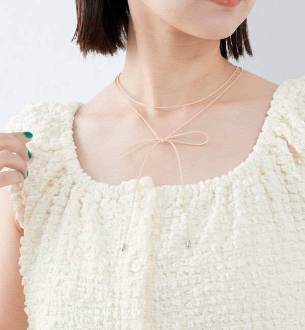  「[Eau]リボンチョーカー」|ネックレス|ベージュ