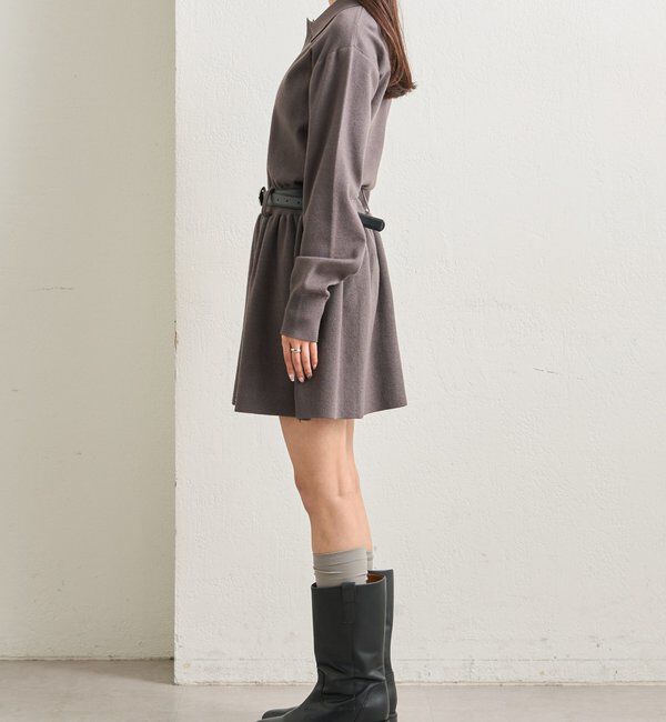  「ベルト付きポロニットワンピース」|ワンピース|