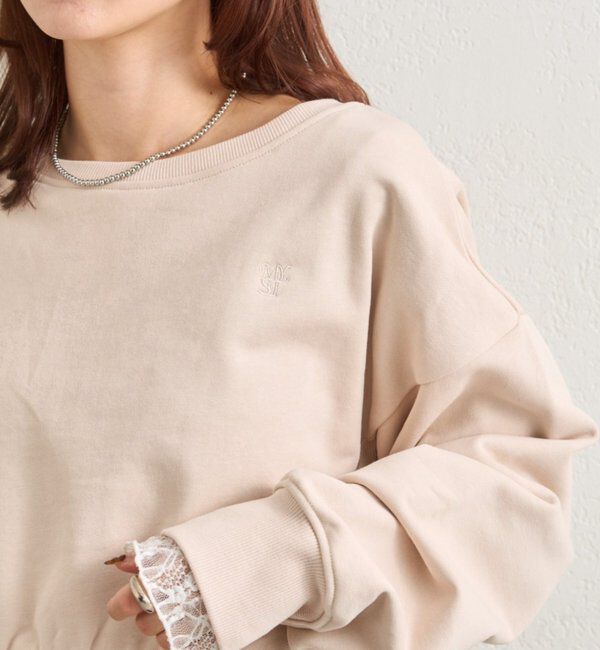  「ポイント刺繍ショートスウェット」|Tシャツ・カットソー|ベージュ