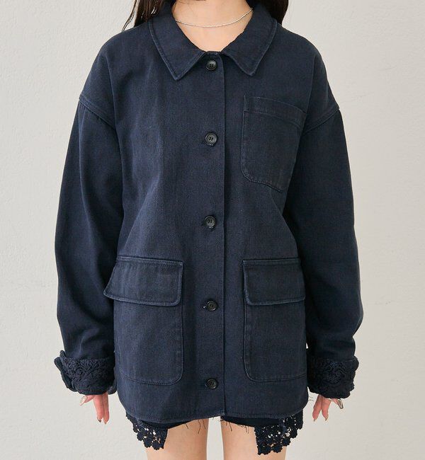  「裾レースツイルジャケット」|ブルゾン・スタジャン|