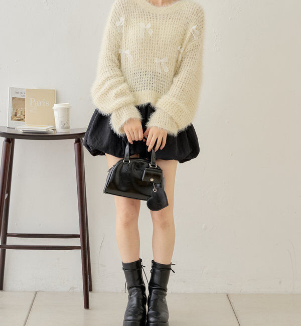  「【新色追加！】シャギーシアーリボンニット」|ニット・セーター|