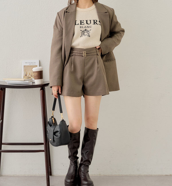  「【セットアップ対応】ダブルベルトキュロットショートパンツ」|チノ|