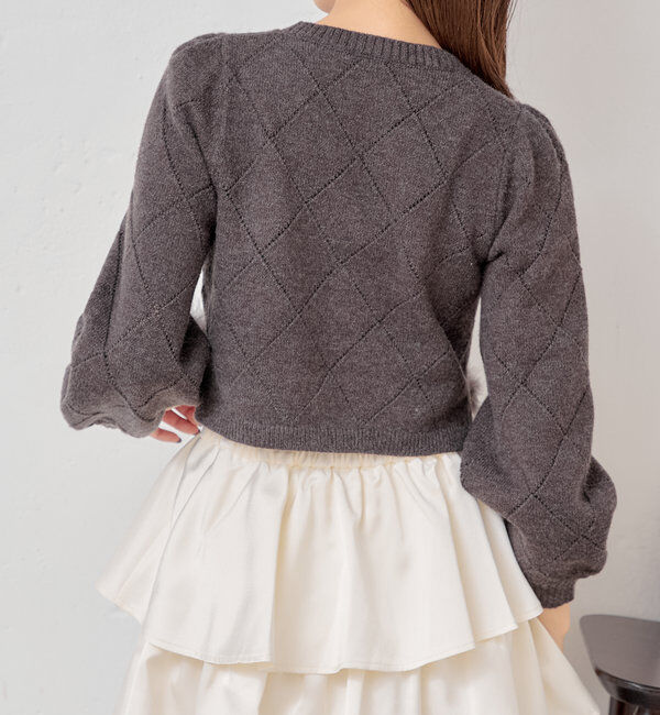  「裾ファー付きパフデザインニット」|ニット・セーター|