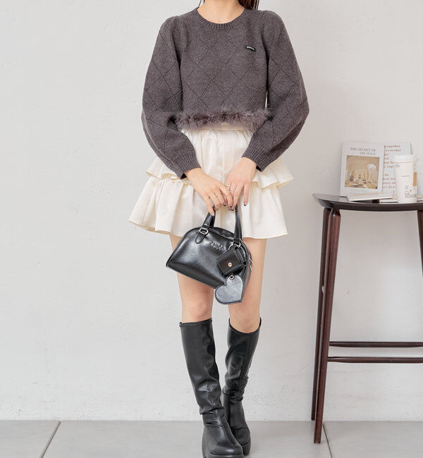  「裾ファー付きパフデザインニット」|ニット・セーター|