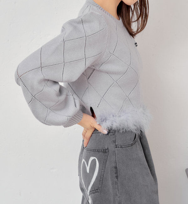  「裾ファー付きパフデザインニット」|ニット・セーター|