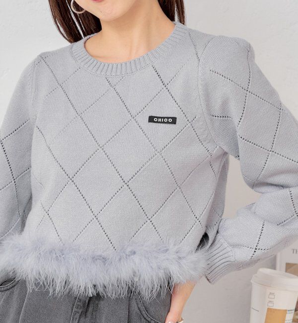  「裾ファー付きパフデザインニット」|ニット・セーター|