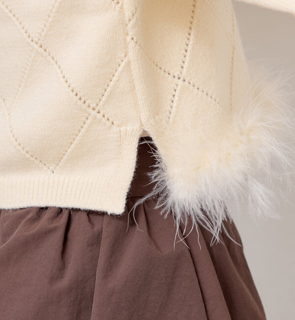  「裾ファー付きパフデザインニット」|ニット・セーター|