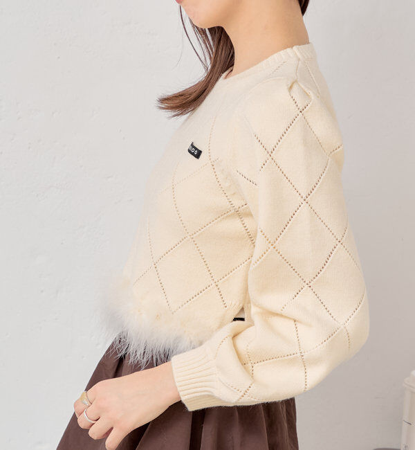  「裾ファー付きパフデザインニット」|ニット・セーター|