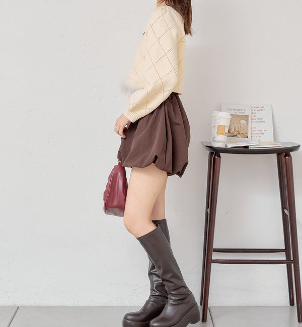  「裾ファー付きパフデザインニット」|ニット・セーター|