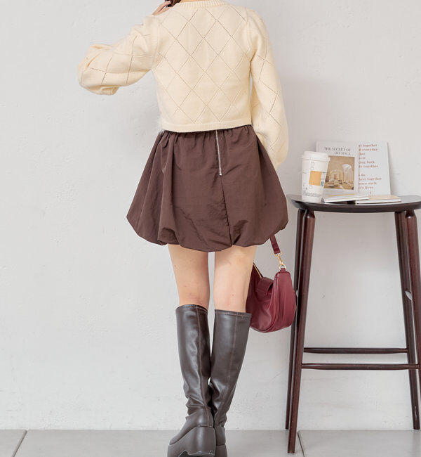  「裾ファー付きパフデザインニット」|ニット・セーター|