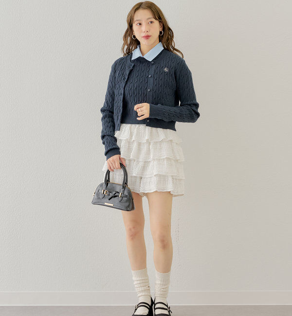  「【SET ITEM】アンサンブルケーブル胸刺繍カーディガン」|カーディガン|