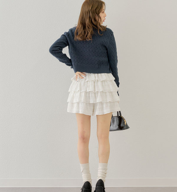  「【SET ITEM】アンサンブルケーブル胸刺繍カーディガン」|カーディガン|