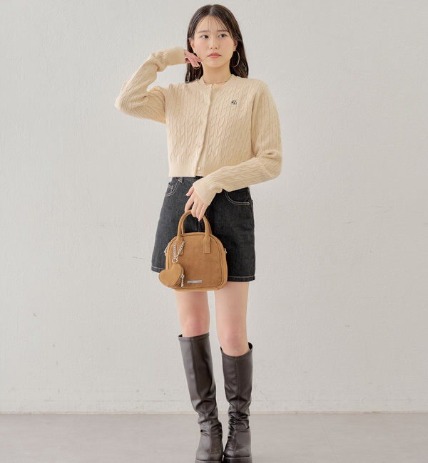  「【SET ITEM】アンサンブルケーブル胸刺繍カーディガン」|カーディガン|