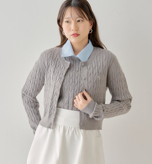  「【SET ITEM】アンサンブルケーブル胸刺繍カーディガン」|カーディガン|