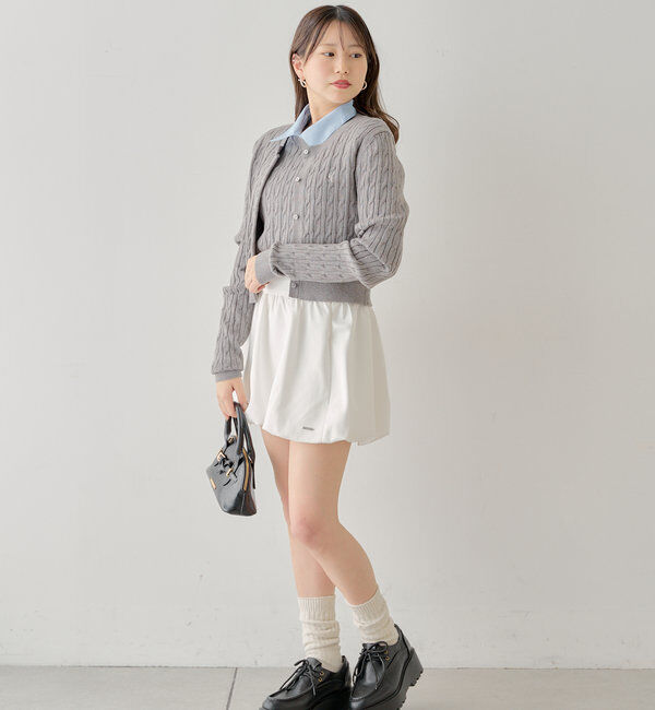  「【SET ITEM】アンサンブルケーブル胸刺繍カーディガン」|カーディガン|