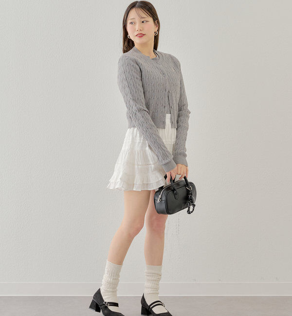  「【SET ITEM】アンサンブルケーブル胸刺繍カーディガン」|カーディガン|