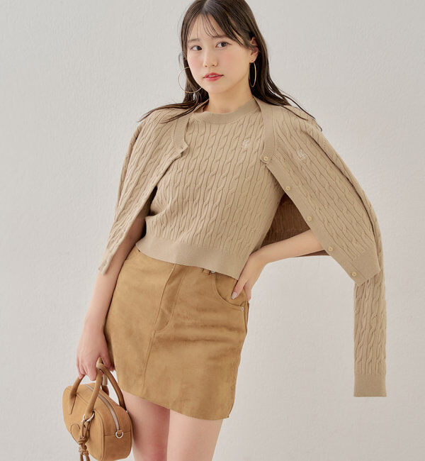  「【SET ITEM】アンサンブルケーブル胸刺繍カーディガン」|カーディガン|