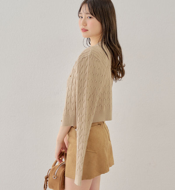  「【SET ITEM】アンサンブルケーブル胸刺繍カーディガン」|カーディガン|