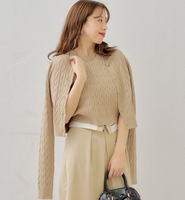  「【SET ITEM】アンサンブルケーブル胸刺繍カーディガン」|カーディガン|