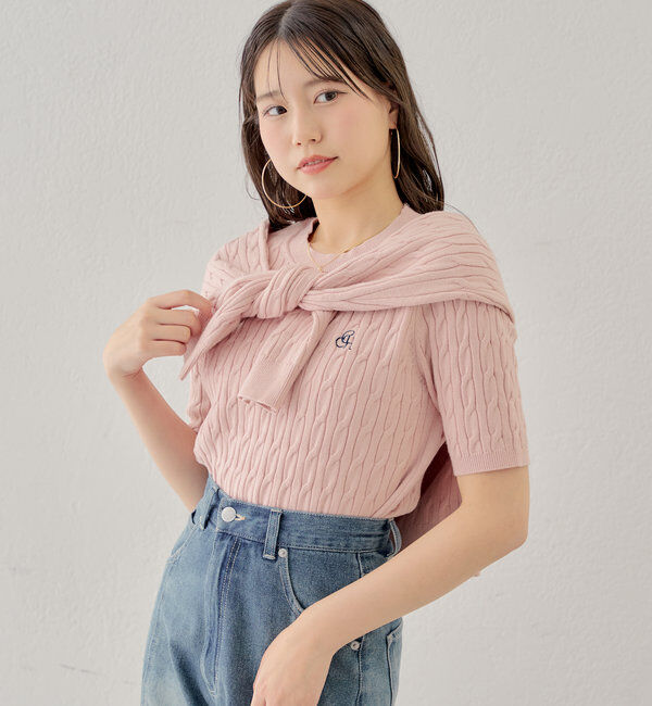  「【SET ITEM】アンサンブルケーブル胸刺繍カーディガン」|カーディガン|