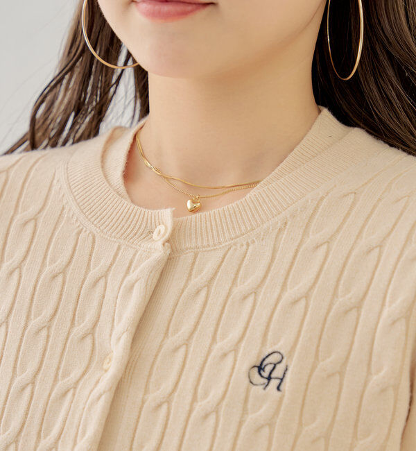  「【SET ITEM】アンサンブルケーブル胸刺繍カーディガン」|カーディガン|