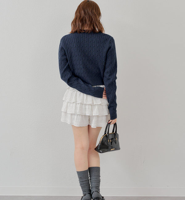  「【SET ITEM】アンサンブルケーブル胸刺繍カーディガン」|カーディガン|