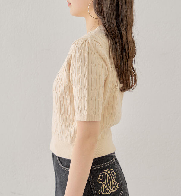  「【SET ITEM】アンサンブルケーブル胸刺繍カーディガン」|カーディガン|