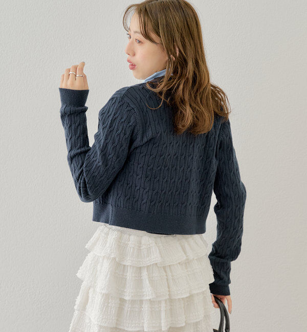  「【SET ITEM】アンサンブルケーブル胸刺繍カーディガン」|カーディガン|