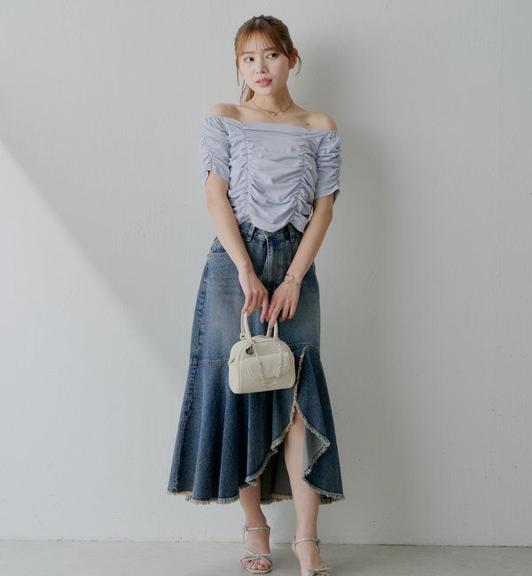  「ギャザーデザインスクエアT」|Tシャツ・カットソー|