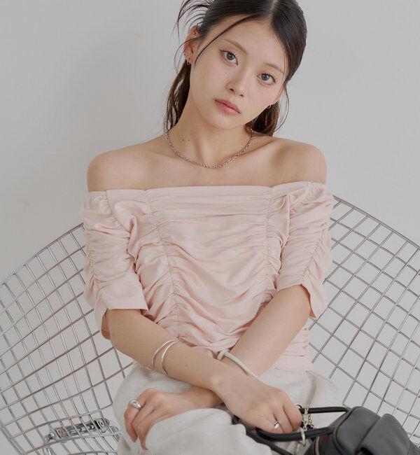  「ギャザーデザインスクエアT」|Tシャツ・カットソー|