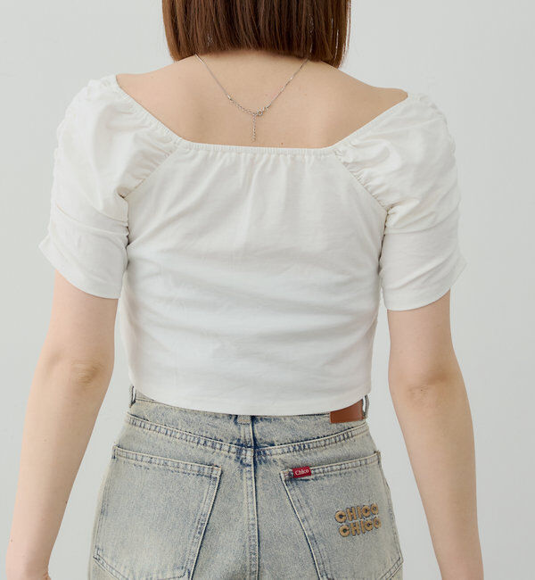  「ギャザーデザインスクエアT」|Tシャツ・カットソー|