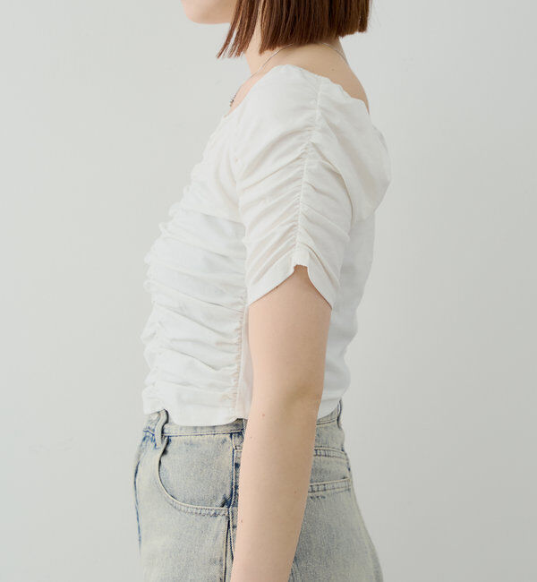  「ギャザーデザインスクエアT」|Tシャツ・カットソー|