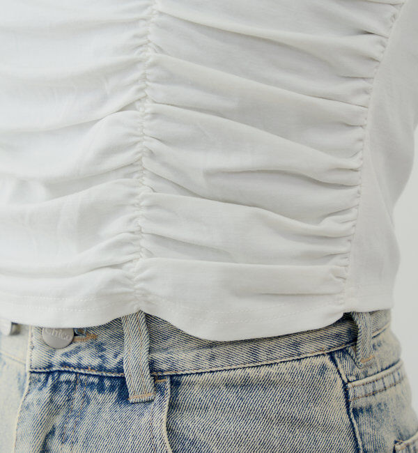  「ギャザーデザインスクエアT」|Tシャツ・カットソー|