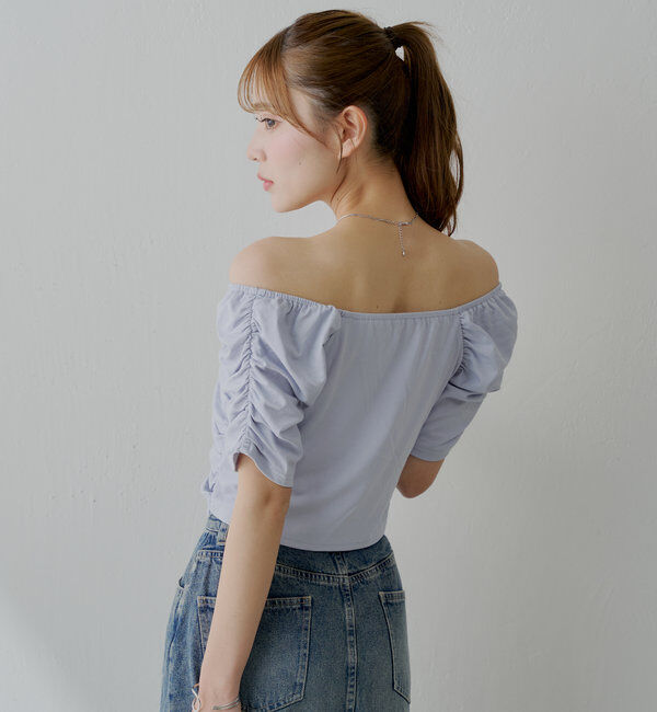  「ギャザーデザインスクエアT」|Tシャツ・カットソー|