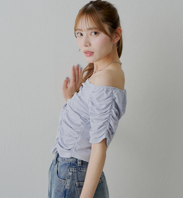  「ギャザーデザインスクエアT」|Tシャツ・カットソー|