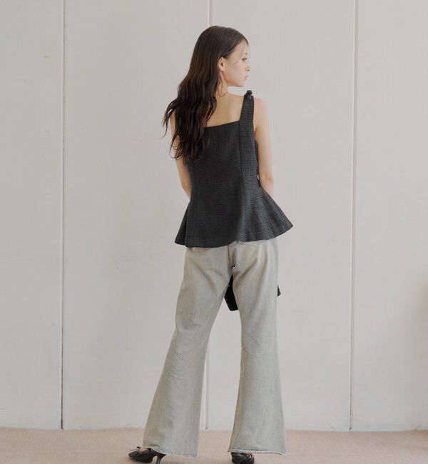  「【5色展開/セットアップ対応】フロントボタンツイードペプラムベスト」|シャツ・ブラウス|