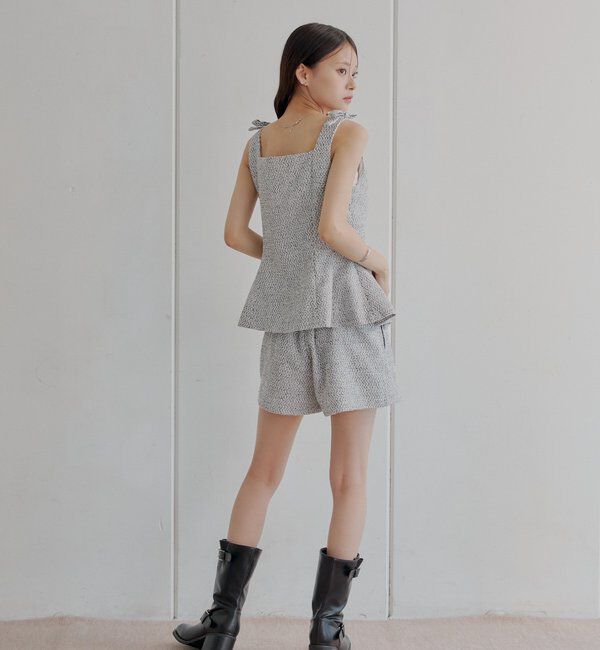  「【5色展開/セットアップ対応】フロントボタンツイードペプラムベスト」|シャツ・ブラウス|