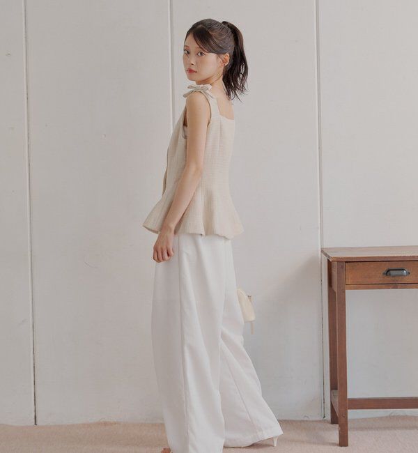  「【5色展開/セットアップ対応】フロントボタンツイードペプラムベスト」|シャツ・ブラウス|