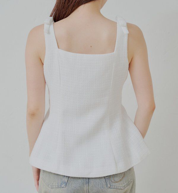  「【5色展開/セットアップ対応】フロントボタンツイードペプラムベスト」|シャツ・ブラウス|