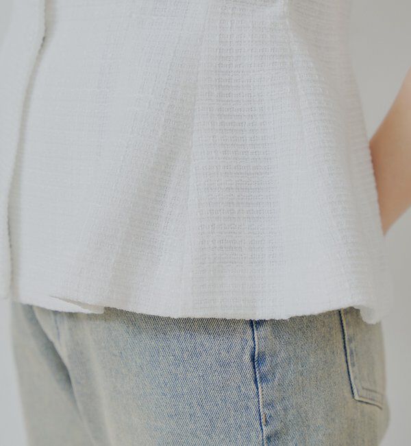  「【5色展開/セットアップ対応】フロントボタンツイードペプラムベスト」|シャツ・ブラウス|