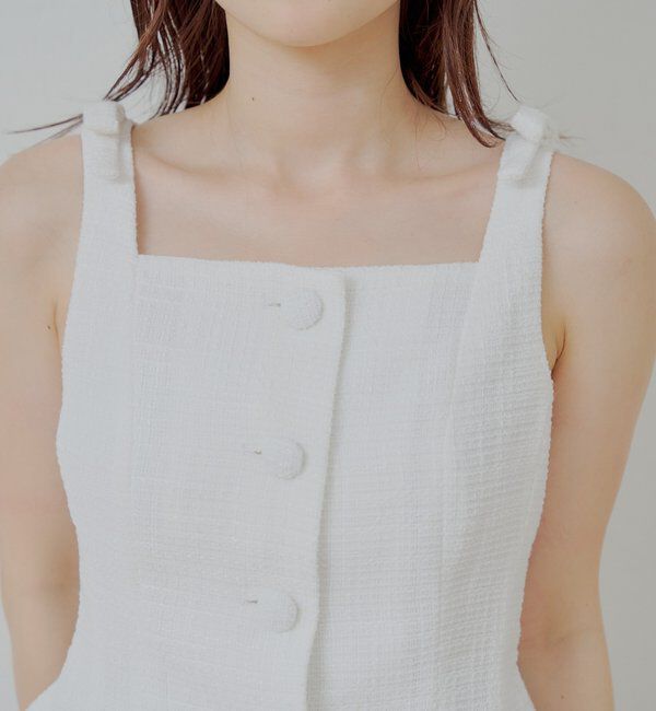  「【5色展開/セットアップ対応】フロントボタンツイードペプラムベスト」|シャツ・ブラウス|