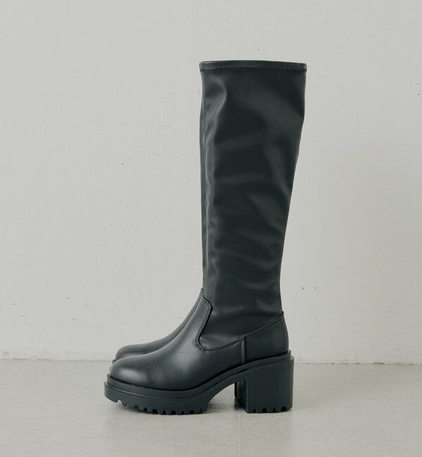  「【REVIVAL】厚底チャンキーストレッチロングブーツ」|ロングブーツ|