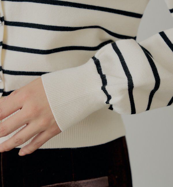  「【SALON by Chico】ビジューボタンパワショルデザインカーディガン」|カーディガン|