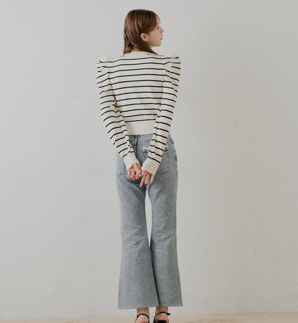  「【SALON by Chico】ビジューボタンパワショルデザインカーディガン」|カーディガン|