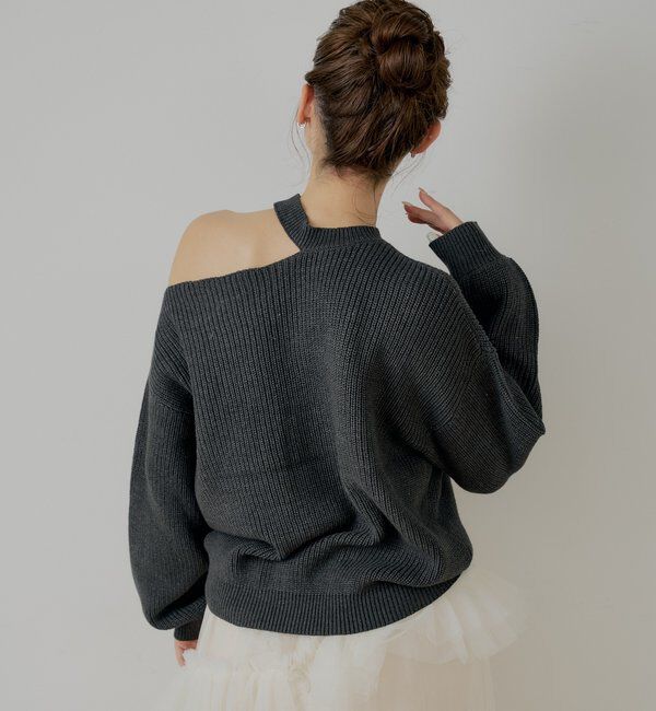  「肩スリットオフショルニット」|ニット・セーター|