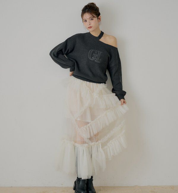  「肩スリットオフショルニット」|ニット・セーター|